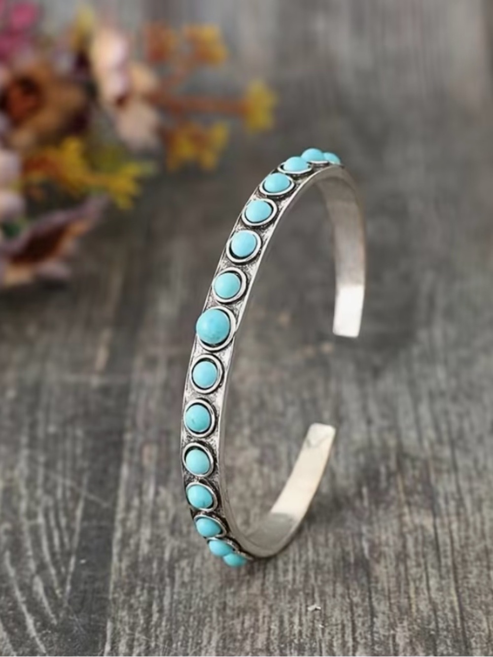 Turquoise Silver Cuff Bracelet - Picture 3 of 5